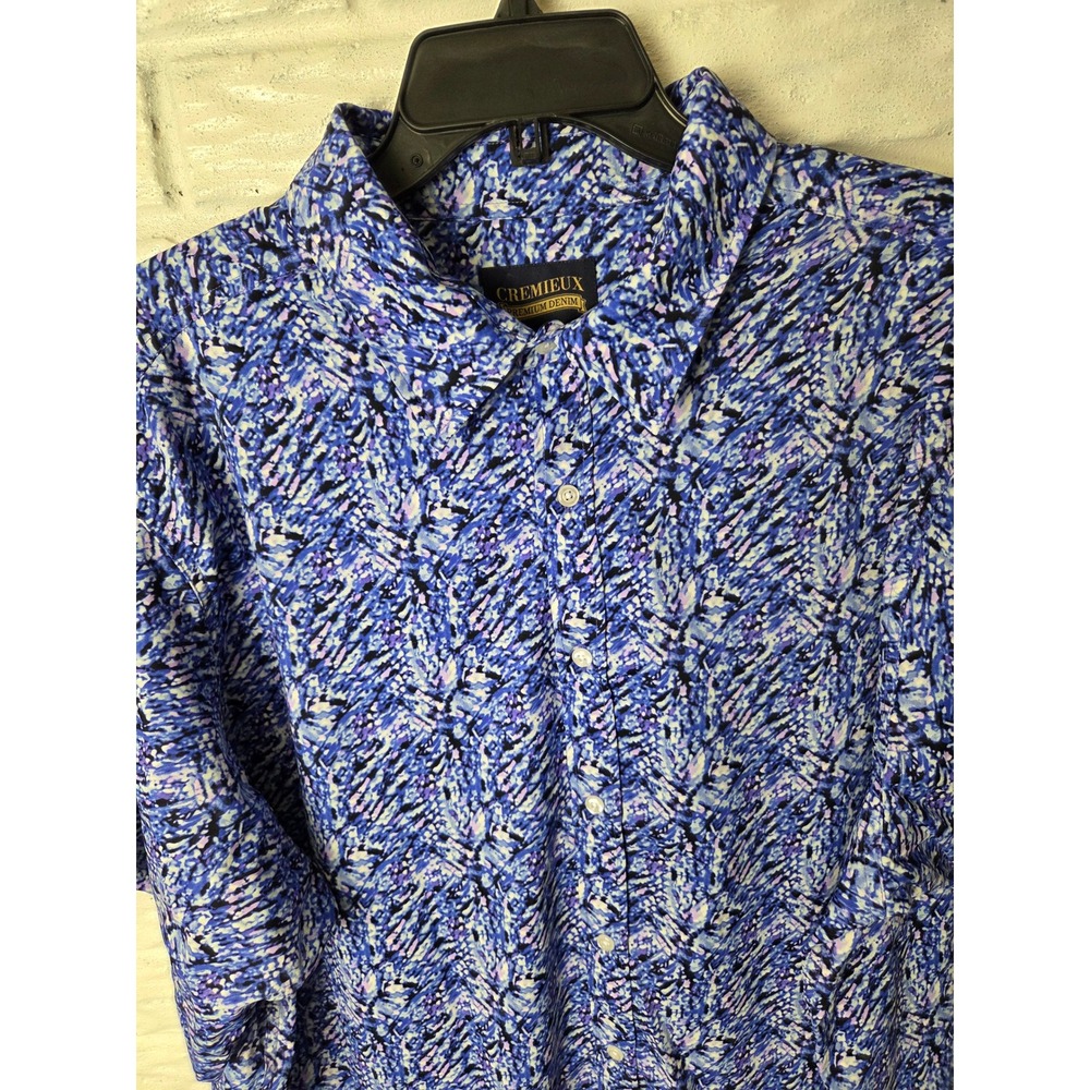 CREMIEUX Premium Denim button up Men's shirt size 2XB Big Nylon Stretch NWT